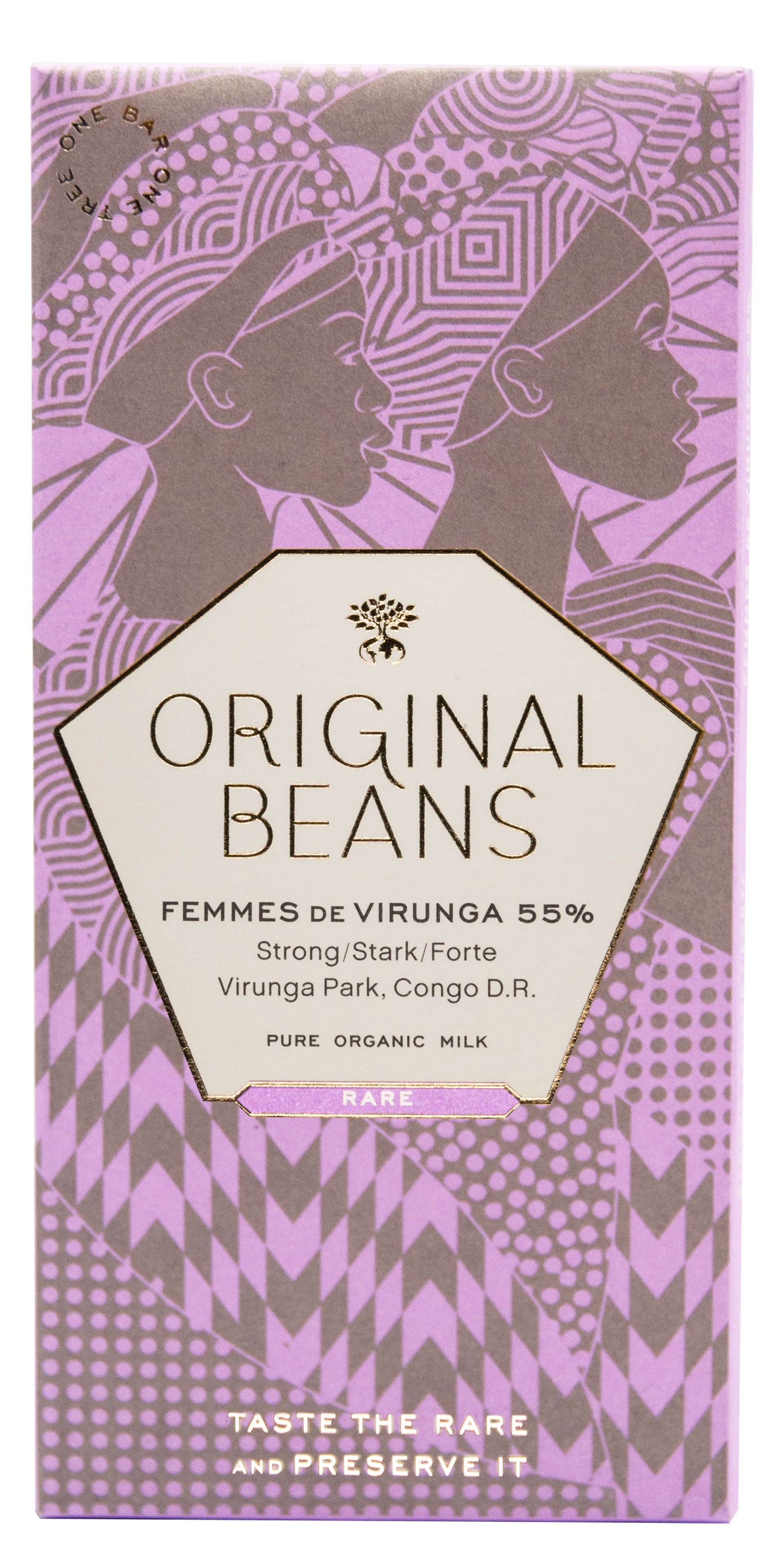 Femmes de Virunga 55% con Leche, Parque Nacional Virunga,R.D. Congo. Notas a capuchino y frutos secos tostados, ecológico